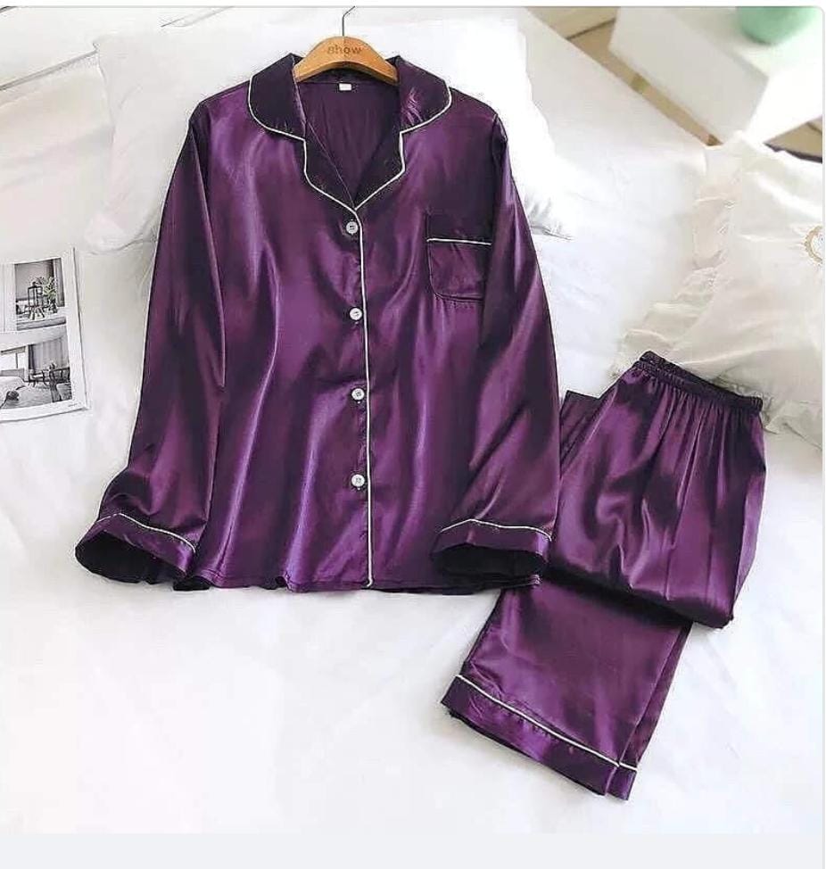 Satin Silk Button Home Wear Set