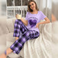 PURPLE HALF SLEEVES LOVE HEART PRINTED