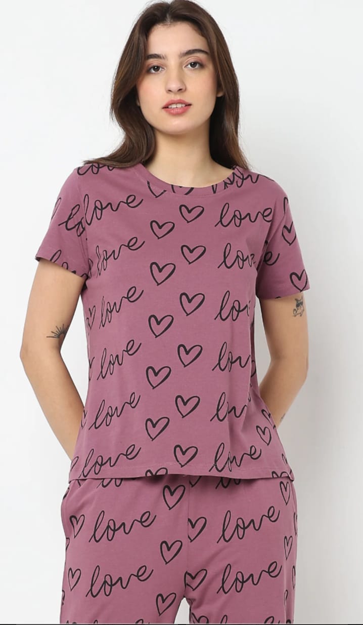 LOVE PRINTED HALF SLEEVE NIGHT WEAR