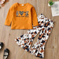 2-piece Toddler Girl Leopard Animal Print Long-sleeve Tee and Flared Pants Set