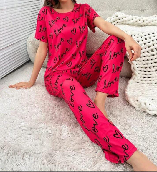 LOVE PRINTED HALF SLEEVE NIGHT WEAR