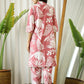 WINE COTTON PRINTED 3 PEICE NIGHT SUIT SET WITH PYJAMA