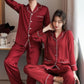 Couple Satin Silk Button Home Wear Set